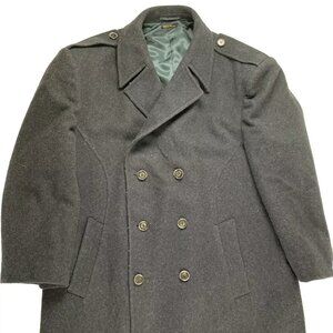 Vintage Virany Mens 100% Wool Long Pea Coat Overcoat Trench Mens Size 46 Hungary
